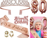 80Th Birthday Decorations for Her - 5Pcs Gifts Including 80Th Tiara Crow... - $20.88