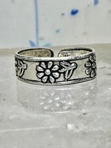Toe ring flower band design floral size 3 adj sterling silver women girls - $18.81