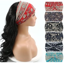 6 Pack Boho Bandeau Headbands Knotted Head Bands for Women African Wide Plain - £12.36 GBP