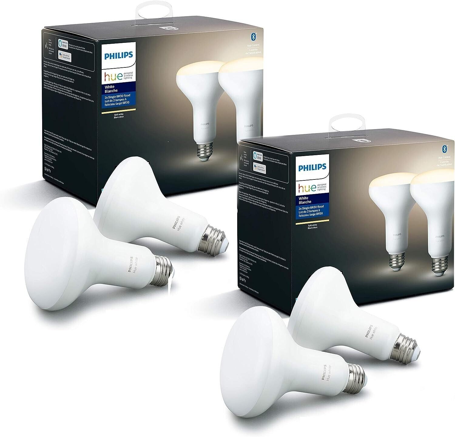 Philips Hue 65W BR30 Soft White LED Smart Bulb - Pack of 4 - E26, Indoor