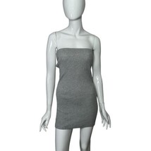 Trendyol Mini Dress Gray Bandeau Tie Back Cotton Blend Bodycon Small - $26.83