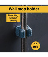 Broom Holder Wall Mount Gripper Mop Organizer Easy Install No Drill 10-Pack - $21.59