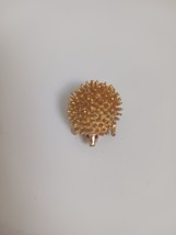 Vintage Gold Tone Hedgehog Brooch with Red Rhinestone Eyes 1.25&quot; - $235.73 MXN