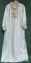 Vintage Barbizon Rhapsody MED Long Nightgown Lace Ruffles Satin de Lys Blue 60&#39;s - £48.23 GBP