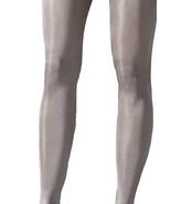 Grey Silver Satin Gloss Metallic Luxury Opaque Tights Sparkly Shiny Silk... - $15.87