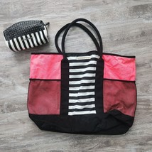 Victoria&#39;s Secret Island Getaway Beach Weekender Stripe Canvas Tote Bag ... - £31.65 GBP