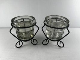 Vtg Two Hemingray 45 Insulators Clear Glass 4&quot; USA Telegraph Telephone Candle - £12.75 GBP