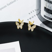 2021 New Arrival  Korean Classic Crystal Butterfly Stud Earrings For Women Simpl - £6.61 GBP