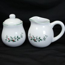 Royal Seasons Holly Creamer and Sugar Bowl with Lid - $11.75