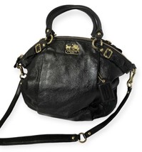 COA COACH Lindsey MADISON  Black Leather Shoulder Bag Hobo Purse Handbag 18641  - £65.45 GBP