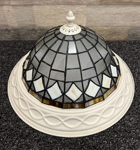 Tiffany Style 15&quot; Stained Glass Ceiling Light Fixture Lamp Shade Slag ~ Vintage! - $77.39