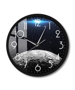 Planet Earth And Moon Art Smart Wall Clock With Voice Control Function Lunar Sur - £52.67 GBP