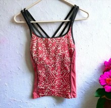 Lands End Bathing Suit Tankini Top Size 6 Grey white pink floral strappy - £20.39 GBP