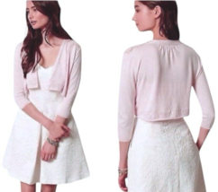 $148 Anthropologie Cardigan Medium 6 8 Pink Lace Shoulders Topper Sweate... - $47.82