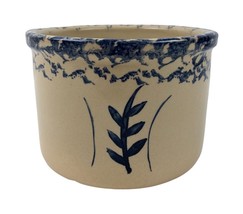 Robinson Ransbottom Wheat Crock Blue Spongeware Roseville RRPCo Pottery Ceramic - £30.15 GBP