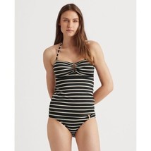 MSRP $94 Ralph Lauren Women&#39;s Swimwear Metallic Tankini Top ONLY Black Size 10 - $52.47