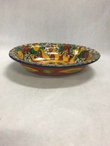 Vintage Mexican oval bowl hand painted M Mora wall hanging 10 inch - $29.69