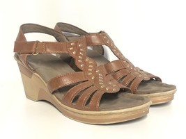 Natural Soul Naturalizer Strappy Wedge Sandal Womens 10 Brown Leather Sh... - $13.50