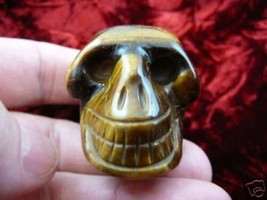 #HH-100-L HUMAN SKULL GOLDEN TIGEREYE gem stone skulls man head - £24.99 GBP