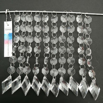 60pcs Button Pattern Pendant Acrylic Crystal Octagon Bead String Garland Curtain - £13.95 GBP