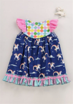 NEW Boutique Unicorn Blue Sleeveless Girls Ruffle Dress Size 3T - £11.96 GBP