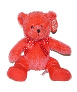 Fiesta Bright Raspberry Red Teddy Bear Plush Long Hair Lovey Stuffed Ani... - $22.65