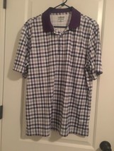 Izod Men&#39;s Purple Plaid/Check Golf Polo Shirt Short Sleeve Active Size L... - $34.65