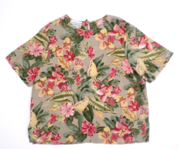 August Max Woman Women&#39;s Top Plus 16 100% Silk Pullover Blouse Floral - £17.91 GBP