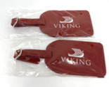 NIP Red Leather Luggage Tags  "Viking" Set of 2 - $18.99