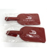 NIP Red Leather Luggage Tags  "Viking" Set of 2 - $18.99