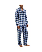 Hanes Men&#39;s Flannel Plaid Pajama Set Blue Buffalo-XL - £23.97 GBP