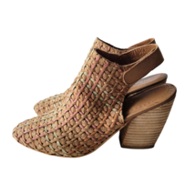 Diba True Woven Leather Slingback Sandal Mules Day Is Long Women&#39;s Size 6.5 Tan - £29.86 GBP