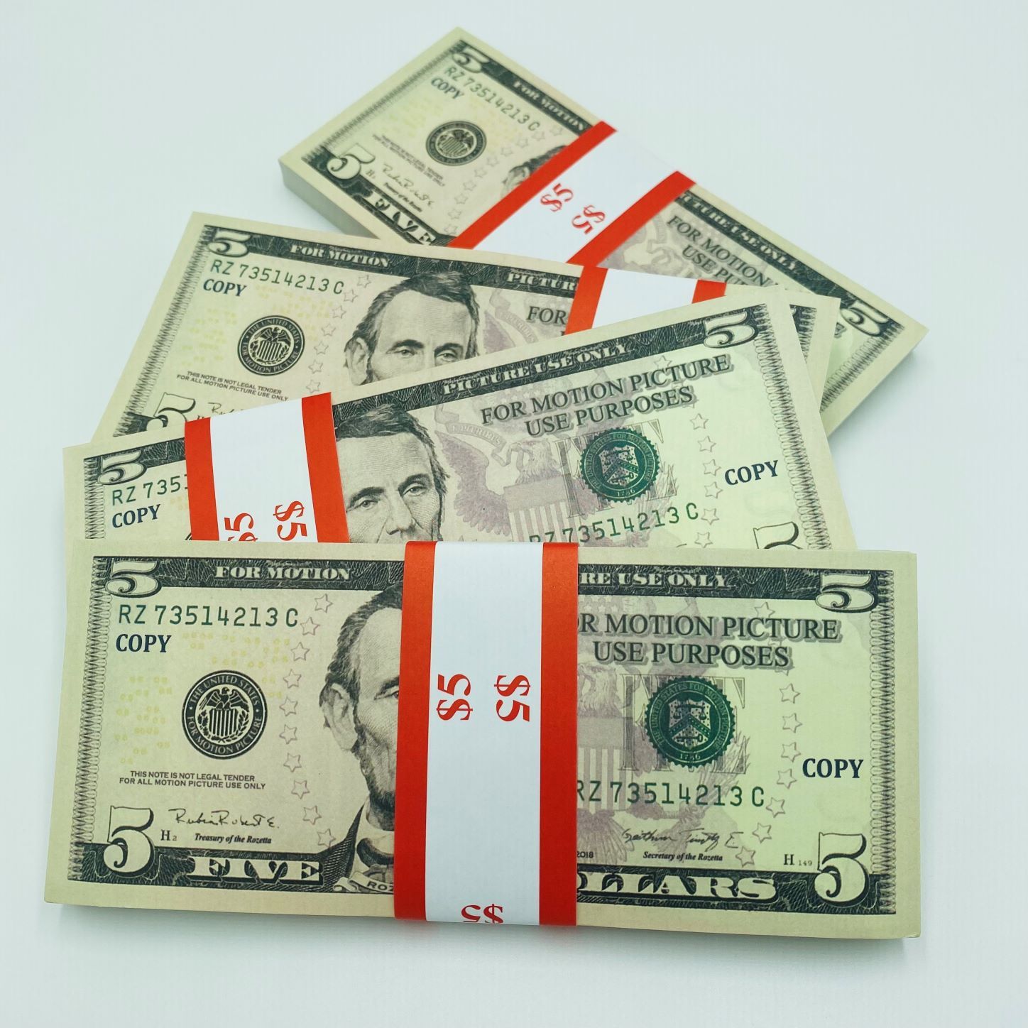 50 Pcs $5 Prop Money Double Sided Full Print Realistic That looks Real ...