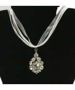 Large Teardrop Shape Rhinestone Pendant 2 Inches Long On Cord Super Spar... - $126.67 MXN