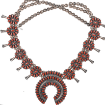 Victor Moses Begay Navajo Mediterranean Coral Cluster squash blossom necklace - £1,539.88 GBP