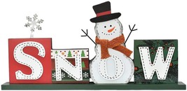 Christmas Letter Sign with Snowman Decor Wooden Snow Xmas Holiday Tabletop Sign  - £12.58 GBP+