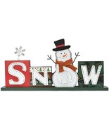 Christmas Letter Sign with Snowman Decor Wooden Snow Xmas Holiday Tablet... - £12.65 GBP+