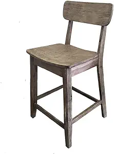 Benjara Curved Seat Wooden Frame Counter Stool with Cut Out Backrest, Gray - $268.99
