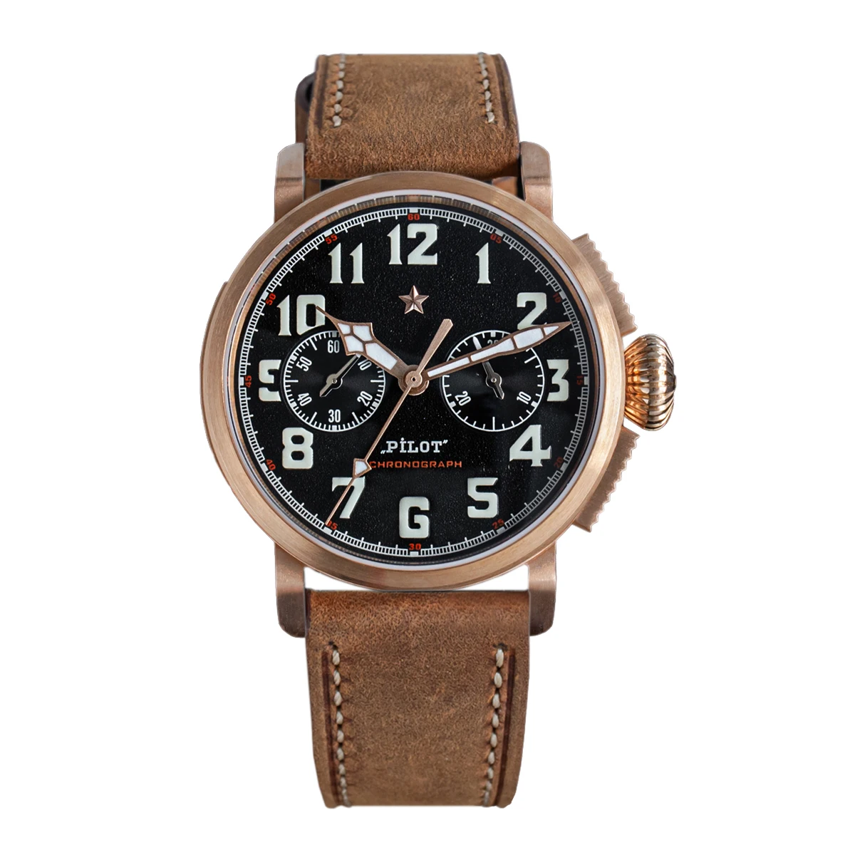 Bronze Pilot Watch of Mens Chronograph Mechanical Wristwatches Tianjin S... - $653.74