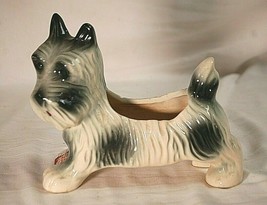Vintage 50&#39;s Scottish Terrier Art Pottery Scotty Dog Succulent Planter Japan MCM - £37.30 GBP