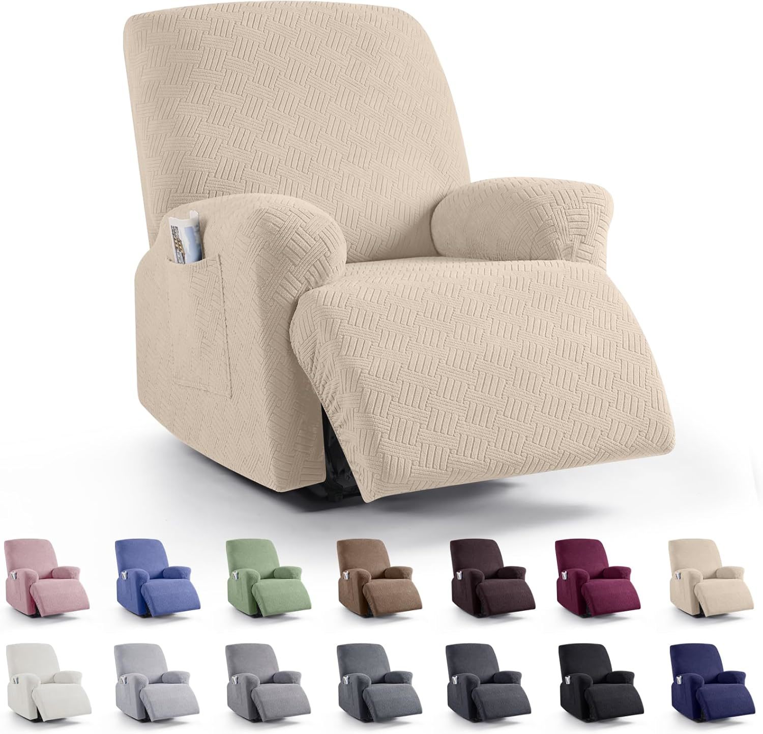 Kincam Recliner Covers, Stretch Reclining Couch Covers,, 1 Seater, Vanilla - $50.99