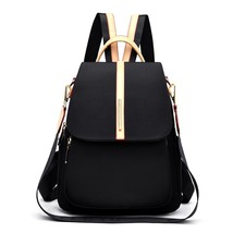 Women&#39;s Black Soft OxCloth Flap Backpack Large Capacity Casual Travel Portable R - £41.14 GBP
