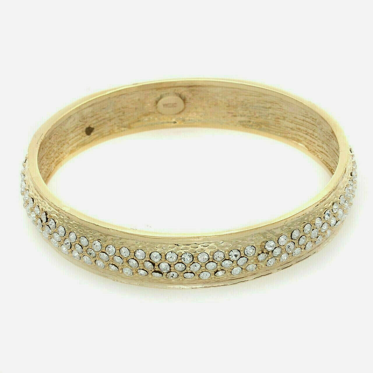 hsn Paula Abdul CZ Crystal rhinestone Gold Over size 7.25 Bangle Bracelet - $34.64