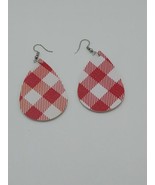 Red Plaid  Dangle Earrings  - $6.92