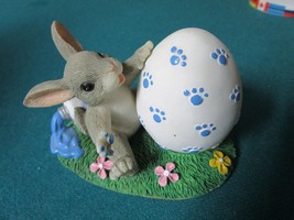 Charming Tails By Fitz &amp; Floyd Figurine &quot; Paint By Paws&quot; Easter - £20.50 GBP