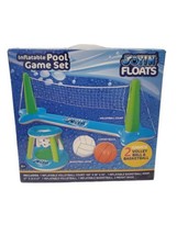 Inflatable Pool Float Set Volleyball Net &amp; Basketball Hoops; Balls Included - £18.69 GBP