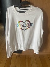 Love Moschino Sweatshirt Adult 6 White Pullover Rainbow Heart Womens - £44.05 GBP