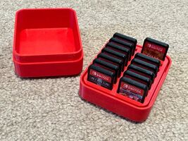 Nintendo Switch 12 Game Cartridge Holder Case Red Storage Box 3D Printed... - $13.71