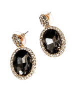 Pierced Earrings Crystal Super Bling 1 5/8 inch long Smoky Wedding Formal - £10.88 GBP