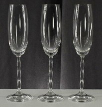 Modern Barware Lot 3 GORHAM PERPETUAL Pattern Crystal Champagne Flutes - $20.58